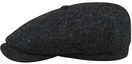 Sterkowski Modell Rambler | Harris Tweed Schiebermütze für Herren und Damen | Paperboy Cap Schirmmütze Flatcap Newsboy Ballonmütze Winter Baker Boy Baskenmütze Cabrio Vintage Gatsby Dunkelgrau 59 cm