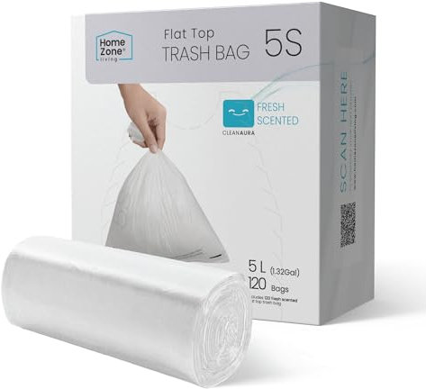 Home Zone Living Müllbeutel mit frischem Duft, strapazierfähig, passgenaues Design für 5 Liter Abfalleimer, Code 5S, 120 Stück