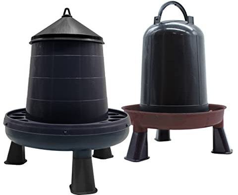 FINCA CASAREJO Pack Mangeoire 8 Kg + Abreuvoir 10 L pour Poules - Mangeoire et Abreuvoir avec Pieds - Plastique Recyclé