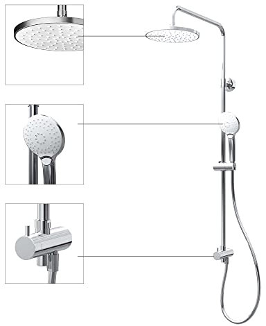 Schulte DuschMaster Rain III mit Umsteller White Style, Duschystem mit Kopf- und Handbrause, D9692624