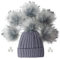 Furryvalley Kunstfell-Bommel, flauschige Bälle für Hüte, Schuhe, Schals mit Druckknopfverschluss, abnehmbare Strickmütze, Reithut, Seidenzubehör, 15,2 cm, Größe XL, Grau, 6 Stück