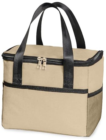 unycos - Bolsa Térmica Porta Alimentos【9L】 Nevera Portátil con Aislamiento, Lunch Box Impermeable, Hermética e Isotérmica, Porta Fiambrera para Almuerzo, Oficina, Viaje, Pícnic o Colegio (Beige)