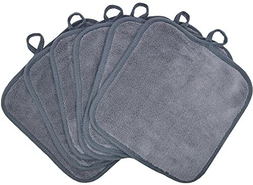 BloomSesame Abschminktuch aus Mikrofaser - Wiederverwendbar Mikrofaser Gesichtsreinigungstuch - Make-Up Entferner Tuch Grau(8 x 8inch 6 Stück)