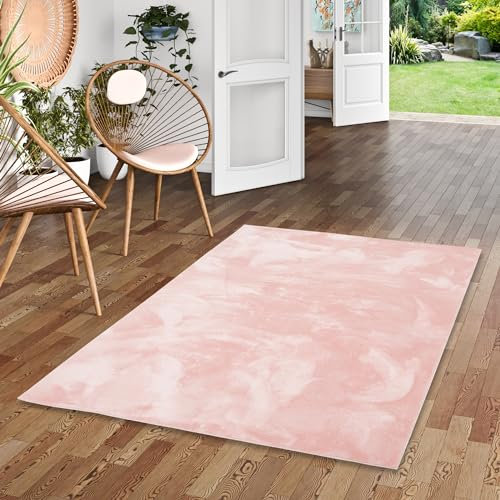 Kunstfaser Teppich Wohnzimmer Luxus Super Soft Fellteppich Pearl Rosa in 5 Größen