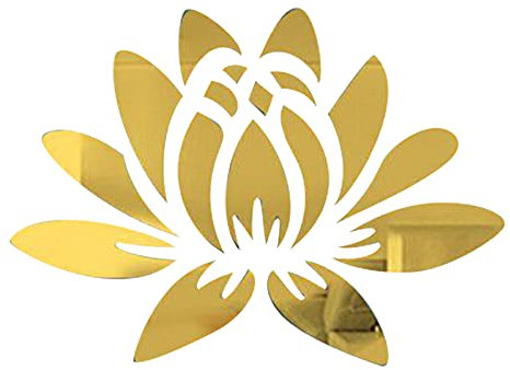 CREATCABIN 3D Specchio Acrilico Fiore di Loto Wall Sticker Wall Art Decalcomanie Autoadesivo Rimovibile Eco-Friendly per La Casa Camera da Letto Soggiorno Bagno Decorazione 13.7 x 9.8 Pollici