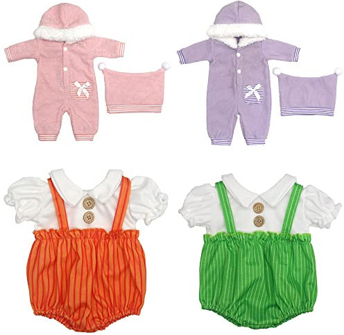 ZWOOS Puppenkleidung für Babypuppen 30-40 cm, kompatibel mit JC Toys, Manhattan Toy usw, Geschenke für Mädchen, Kinder, 4er-Pack