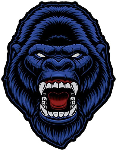 Samunshi Gorilla Kopf Aufkleber Autoaufkleber für Motorrad Fahrrad Roller oder Auto Sticker Tiere Maskottchen AFFE (12x15cm Gorilla Kopf)
