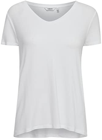 b.young BYREXIMA V-Neck Tshirt V-Neck Tshirt - Damen T-Shirt Kurzarm Shirt Basic mit V-Ausschnitt, Größe:XS, Farbe:Optical White (110601)
