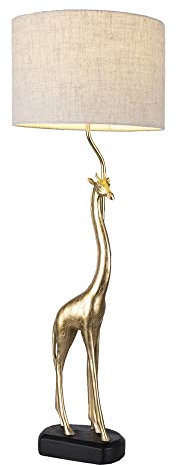 Clayre & Eef Tischlampe Giraffe Ø 30x85 cm Goldfarbig Kunststoff Schreibtischlampe