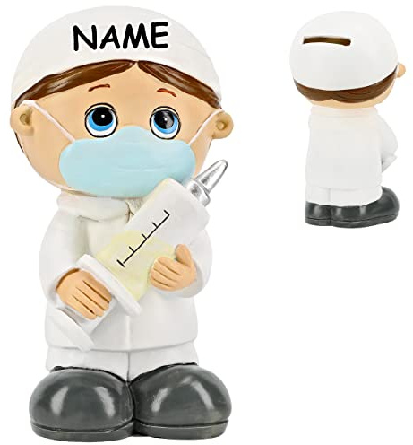 alles-meine.de GmbH Spardose Verschiedene Modelle wählbar mit Verschluss - aus Kunstharz/Polyresin Arzt/Pfleger/Krankenschwester inkl. Name - mit Verschluss - aus P..