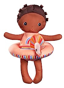 LILLIPUTIENS, Lena Floating Bath Doll with Ring, From 9 Months | Removable Ring and Pieces to Handle, Includes 1 Doll and 1 Ring, Encourages Fine Motor Play and Imagination