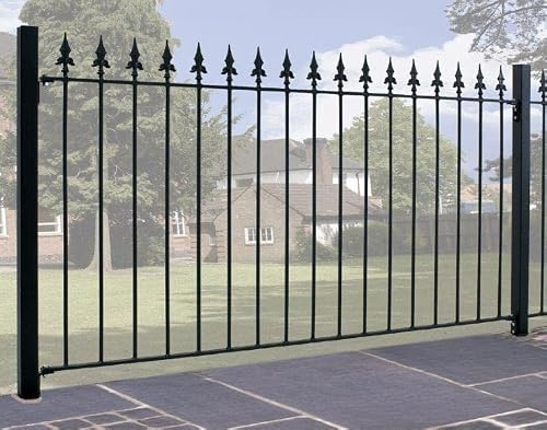 Saxon Spear Top Fence Panel - Solid Steel - FIts Gap of 1830 mm x 950 mm High - Electro Galvanised/Black Powder Coated