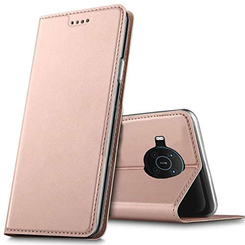 Verco Étui de Protection Téléphone Portable à Rabat pour Nokia X20/X10, Étui Protège Téléphone en Cuir Synthétique avec Aimant Intégré, Or Rose