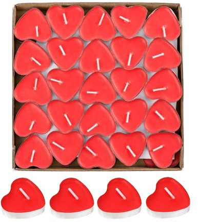 Laimaia Kerzen in Herzform 25er Romantische Kerzen für Valentinstag, Geburtstag, Vorschlag, Hochzeit, Party, Wohnkultur (Red)
