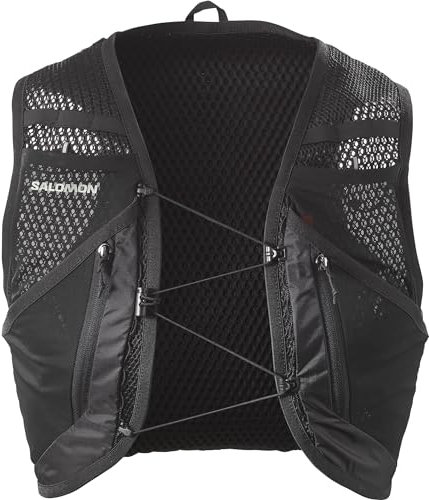 Salomon Active Skin 12 No Flasks unisex-Hydrationsweste Trail running Wandern MTB, Kompatibel mit weichen Trinkflaschen (nicht enthalten), Einfache Flüssigkeitszufuhr, Präzise Passform, Schwarz, L