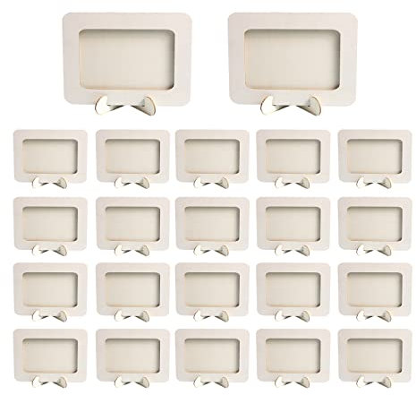JOJOCY 24 Stück Holz-Bilderrahmen, unlackiert, Naturholzrahmen, DIY-Holz-Bilderrahmen, Kinder-Bilderrahmen, Kreativität, Fotorahmen für Kindergeburtstage (16,5 cm x 13,5 cm)