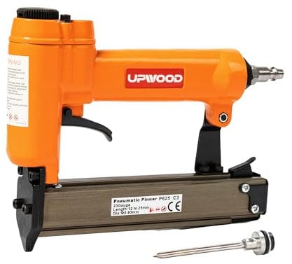 UPWOOD P625 Ponceuse Pneumatique à Clous Sans Tête, Longueur de Piquet 12-25mm (23-Gauge), Cloueur Micro Alimenté par Air pour Meubles, Armoires et Projets Intérieurs