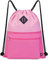 WANDF Kordelzug-Rucksack, Sport-Turnbeutel mit Nassfach, wasserabweisender Kordelzug-Rucksack, Cinch-Tasche für Damen und Herren (Rosa)