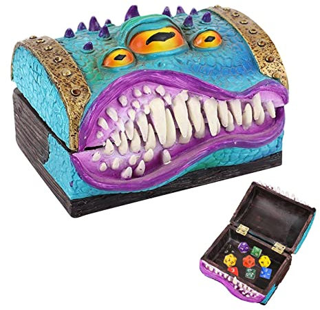 Ziurmut Mimic Chest Würfelbox | Aufbewahrungshülle für Würfel aus Kunstharz - wasserdichte, langlebige Harz-Mimic-Box-Figur mit Reißzähnen und DREI Augen für Desktop-Ornamente