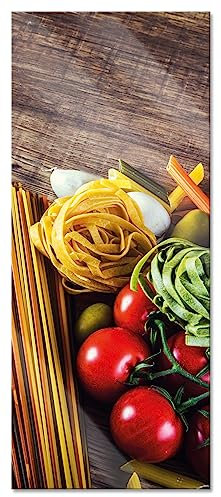 Pixxprint Glasbild Panorama, Wandbild aus Echtglas, Pasta Italia mit Tomaten, 100x40 cm, inkl. Aufhängung und Abstandshalter