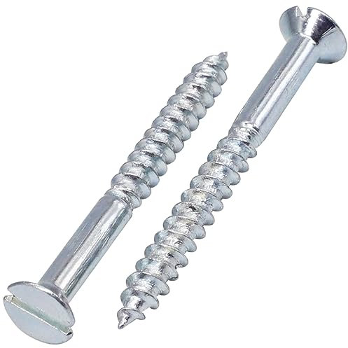 SKIR'CO (10 pièces) Vis à Bois Acier Zingué 4.0 x 40 mm, Tête Plate Fendue, Tête Fraisée, Vis DIN 97