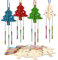 WEDNOK 6 Stück 3D Weihnachtsbaum Windspiel Bastelset Weihnachten Basteln Kinder Holz Weihnachtsdeko Bastelhandwerk zum Bemalen Kreativsets Klangspiele für Mädchen Jungen Weihnachten Winter