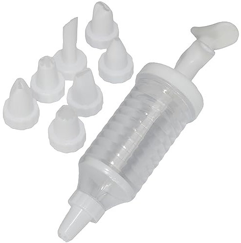 AERZETIX - C64926 - Seringue manuel à pâtisserie/biscuit avec 8 embouts à motif - dessert crème chantilly fouettée fraîche garnissage glaçage gâteaux pâtes mousses pâtissier brioche
