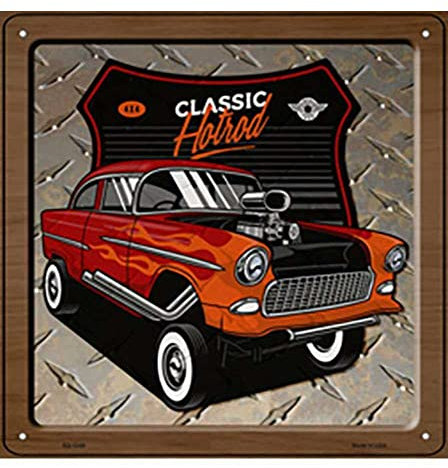 hotrodspirit - Schild 30 x 30 cm Auto US Rot Stil Gasser Quadratisch Classic Hot Rod Deco Amerikanische