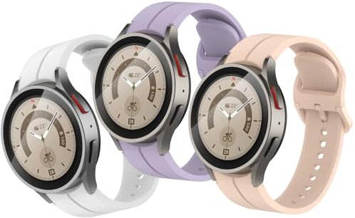 Xisair 3PCS Correas Compatible con Samsung Galaxy Watch 6/5/4 40mm 44mm Correa de Silicona para Galaxy Watch 5Pro 45mm, Galaxy Watch 6 Classic 43mm 47mm Correa de Reloj para Damas Hombre