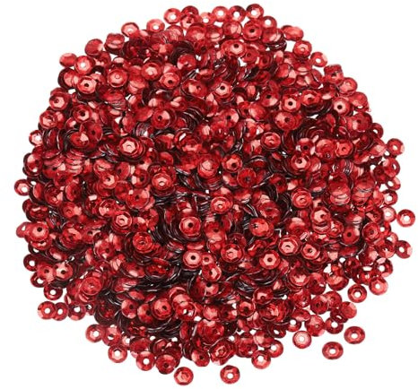 QUARKZMAN Lose Pailletten 4MM Laser Pailletten 3000 Stück Becher-Pailletten Stickerei-Pailletten für Schmuckherstellung, Basteln, Nähen, Rot