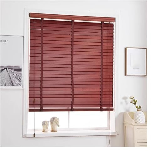 Tapparelle in Legno In legno tende orizzontali per finestre, tende a rullo per patio interno/esterno privacy del portico, Tende a rullo con lamelle da 2 di larghezza, Installazione forata ( Size : 50