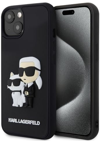 Karl Lagerfeld iPhone 15 TPU Back Cover - 3D Rubber - NFT K&C - Black