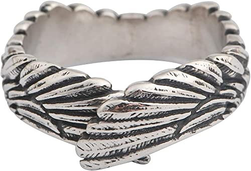 Silver Simple Open Adjustable Rings，Hug Rings，Loose Rings，Engagement Ring Set， Sterling Silver Adjustable Rings for Women,Retro Vintage 925 Sterling Silver Angel Wings Ring for Men Women Adjustable (C