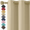 Thermal Insulated Blackout Ring Top Eyelet Curtains for Bedroom windows 2 Panels (90 x 54 Inch, Beige)
