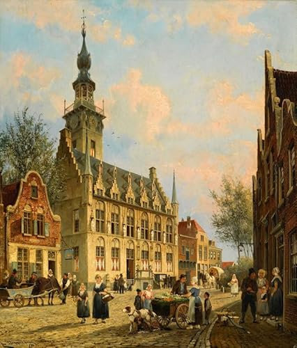 TVLAR Bekannt Leinwand Print Abstrakte Drucke Das rathaus in veere von cornelis Christiaan Dommelshuizen Leinwand Wandbilder für Wanddekoration 60x90cm