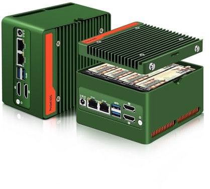 ROUAFWIT Mini PC N200 NAS, 4x M.2 2280 NVME Small Computer, DDR5 8G RAM 128G SSD Firewall Appliance, Dual i226V 2.5Gbe Lan, 2x USB 3.2 10Gb Port, 4K, WiFi/BT Slot