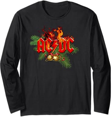 AC/DC Weihnachtswunschzettel Flaming Logo mit Glocken Langarmshirt