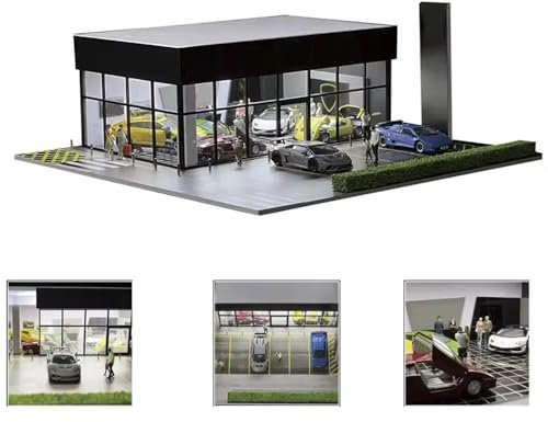 1:64 GFANS Model Car Diorama Garage Shops with LED Lighting Dealership Model Car Toy (Lomborghini)