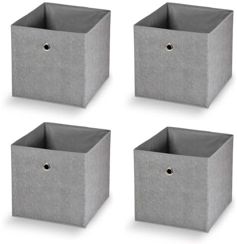 HAC24 4x Faltbare Aufbewahrungsbox Polypropylen Grau 32x32x32 cm Faltbox Faltkiste Organizer Box Kiste Korb