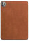 WIIUKA Hülle für iPad Pro 12.9 (2023-2020), Deutsches Leder, Lederhülle extra Dünn, Premium Smart-Cover Case, Backcase Cognac Braun