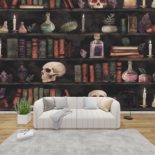 PaxGloz Fototapete Magisches Bücherregal Tapete Hexen Tapeten Vliestapete Modern Wandtapete Wohnzimmer Schlafzimmer Kinderzimmer Wanddeko Motivtapeten 416 x 254 cm (B x H)