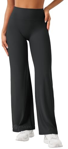 ZAAYO Nahtlose Straight Leggings Damen Flared Legging Yoga Hosen Gym Pant | Hohe Taille, Booty Lifting, Wide Leg, Butterweich, Schlaghose, Sport, Yoga Legging-Regular/Lang/Extra Lang