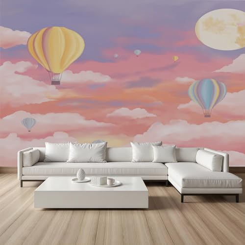 Bunt Heißluftballon Romantisch Tapete Himmel Wolke Cartoon Fototapete 3D