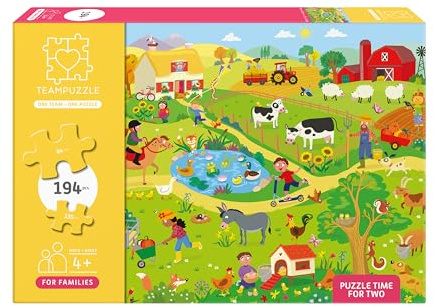 Auf dem Bauernhof – Kinderpuzzle 194 Teile | TEAMPUZZLE für Familien | Puzzle mit kleinen & großen Teilen | Gemeinsames Puzzeln für Eltern & Kinder ab 4 Jahren