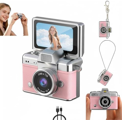 NEW Mini Keychain Camera 1.47 Inch Flip Screen Digital CameraHD Pocket Camcorder For Kids CCD Year New Gift Adults For Birthdays