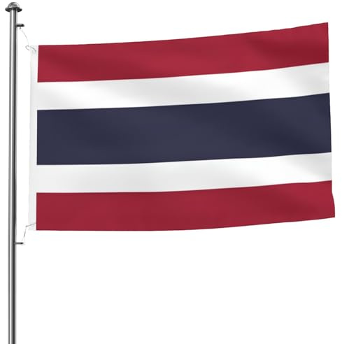 Bandera de Tailandia con estampado de bandera de dos caras para exteriores, resistente a la decoloración, banderines de poliéster con ojales de metal