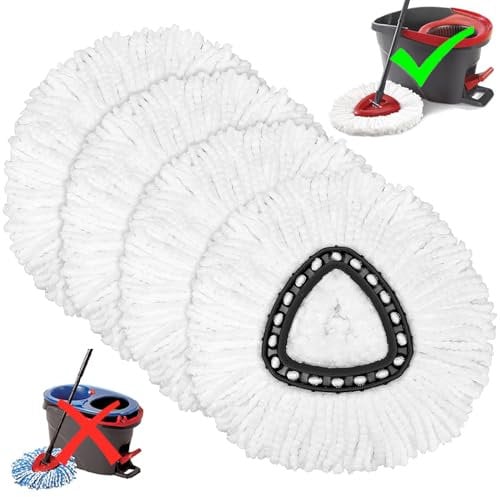 4 pack Mop Head replacement compatible with Vileda Easy Wrin Spin Mop, Microfiber Spin Mop Refills, Easy Cleaning Mop Head Replacement