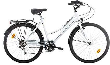 Multibrand Distribution Probike 26 City Zoll Fahrrad 6-Gang Urbane Cityräder for Heren, Damen, Unisex Schwarz 455mm (Weiß)