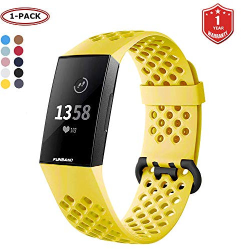 FunBand für Fitbit Charge 3/Charge 4 Armband,Atmungsaktiv Verstellbares Ersatz weiches Silikon Sporty Wrist Strap Armbanduhr Uhrenarmband Schlaufe Armbänder für Fitbit Charge 3/Charge 4 Smartwatch