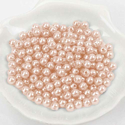 (8mm / Rosegold hell) Perlen/Bastelperlen - 30 Farben mit Loch zum basteln Traumfänger Wachsperlen Kreuz Zubehör Deko Mix Set groß und klein fädeln Armband Schlüsselanhänger Acryl bunt Schmuck